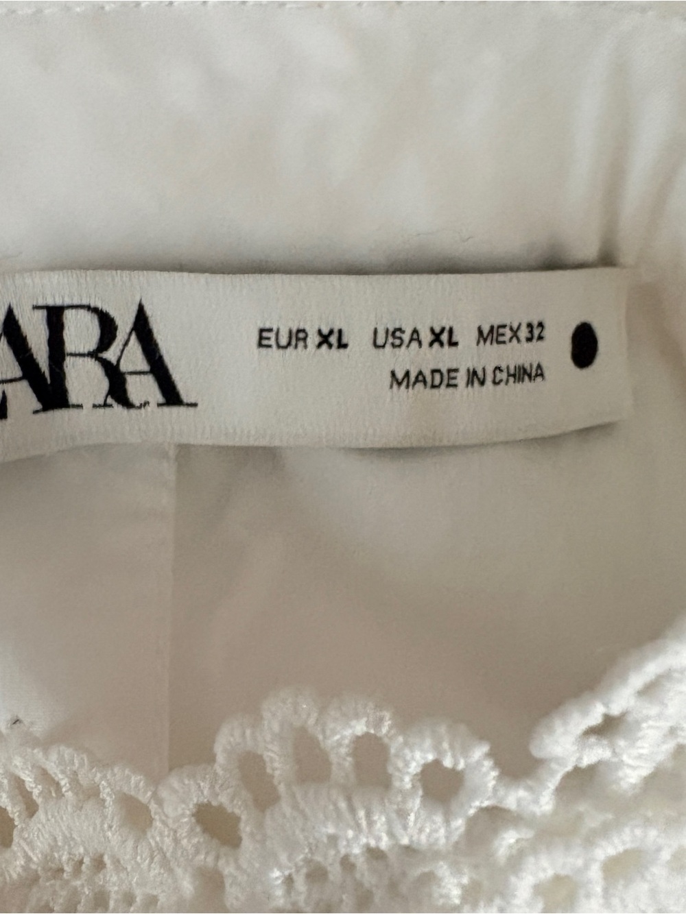 Zara White High Neck Poplin and Lace Long Sleeve Victorian Style Top XL - Picture 5 of 5